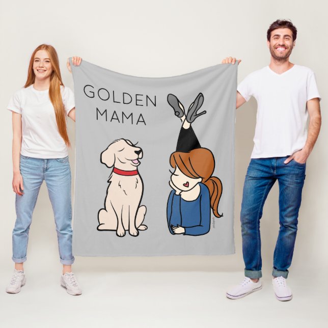Personalised Golden Retriever Mama Fleece Blanket (In Situ)