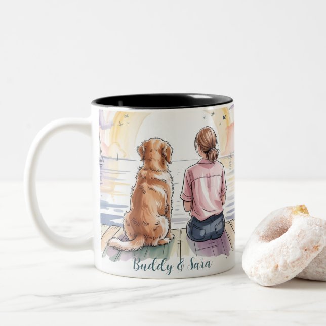 Personalised Golden Retriever Mum Mug - Custom (With Donut)
