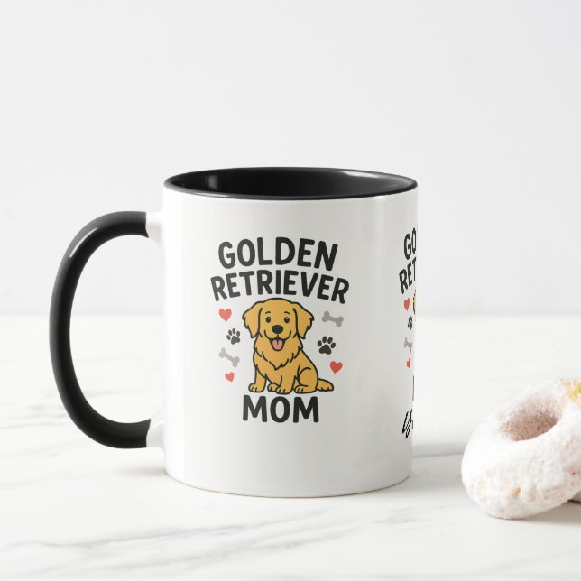 Personalised Golden Retriever Mum Mug - Custom Dog (With Donut)