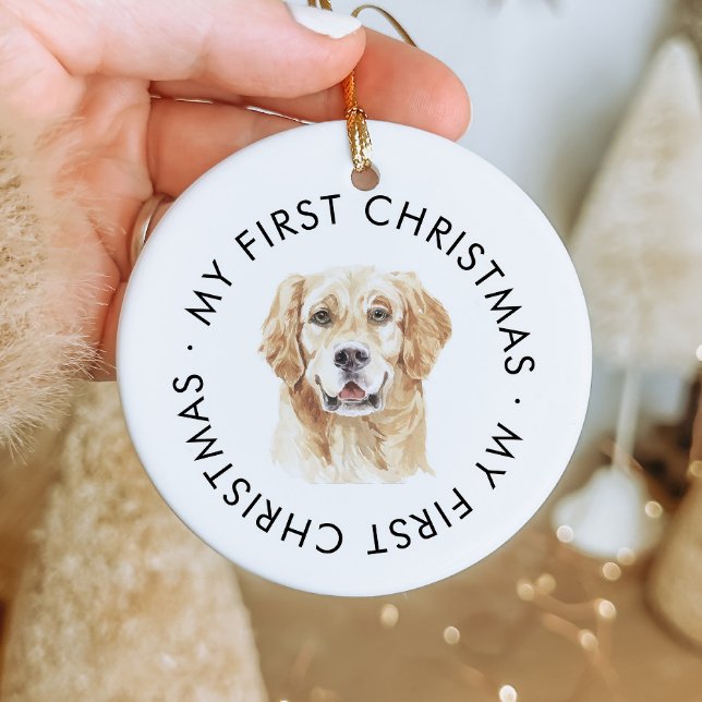 Personalised Golden Retriever My First Christmas Ceramic Tree Decoration (Creator Uploaded)