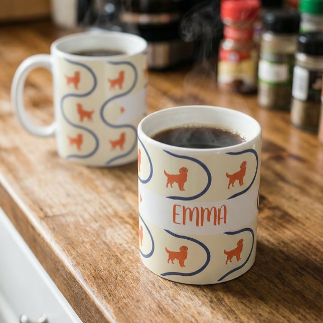 Personalised Golden Retriever Name Pastel Mug Gift (Creator Uploaded)