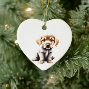 Personalised Golden Retriever Puppy Ceramic Tree Decoration
