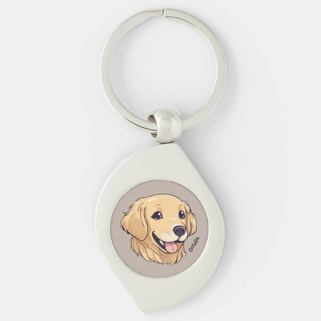 Personalised Golden Retriever Puppy Key Ring (Front)