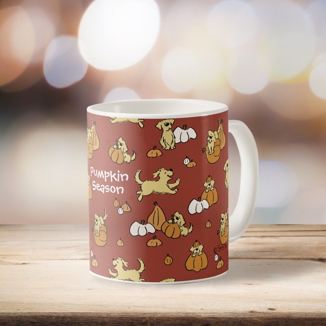 Personalised Golden Retriever Puppy Pumpkin Season Coffee Mug (Creator Uploaded)