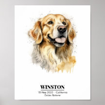 Personalised Golden Retriever Watercolor