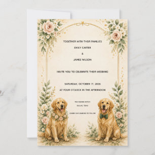 Personalised Golden Retriever Wedding Invitation