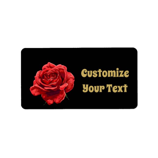 Personalised Golden Script Floral Elegant Rose Label (Front)