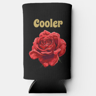 Personalised Golden Script Floral Rose Custom Seltzer Can Cooler