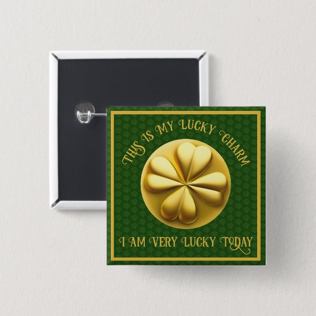 Personalised Golden Shamrock St. Patrick's Day 15 Cm Square Badge (Front & Back)