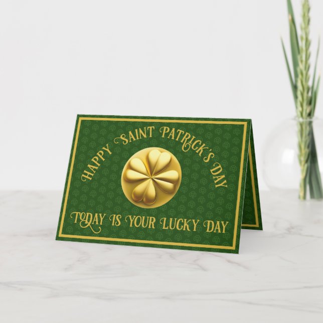 Personalised Golden Shamrock St. Patrick's Day Card (Front)
