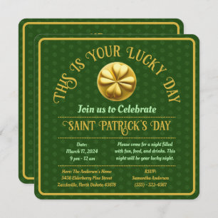 Personalised Golden Shamrock St. Patrick's Day Invitation
