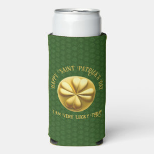 Personalised Golden Shamrock St. Patrick's Day Seltzer Can Cooler