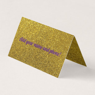 Personalised golden sparkling glitter business card