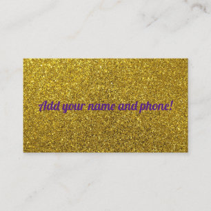 Personalised golden sparkling glitter business card
