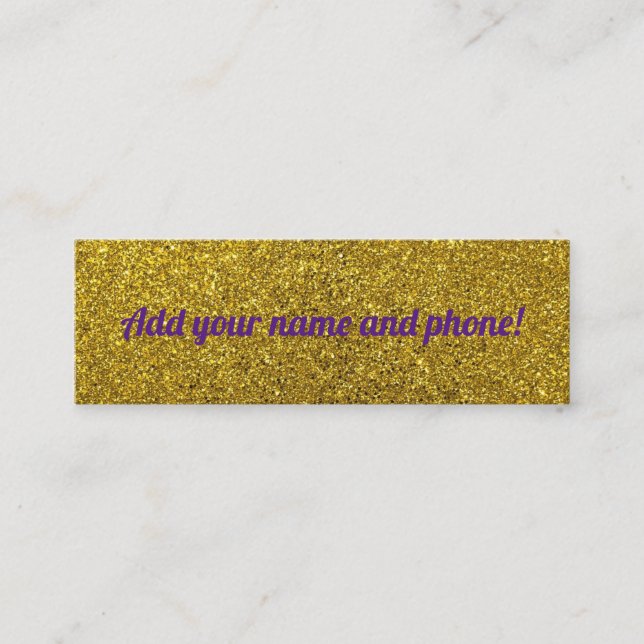 Personalised golden sparkling glitter calling card (Front)