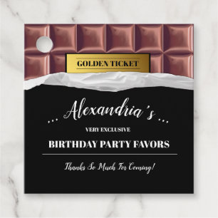 Personalised Golden Ticket Chocolate Bar Party Favour Tags