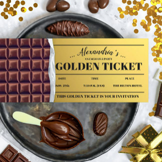 Personalised Golden Ticket Chocolate Invitation