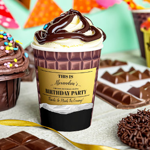 Personalised Golden Ticket Chocolate Party Paper Cups