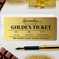 Personalised Golden Ticket Party Invitation