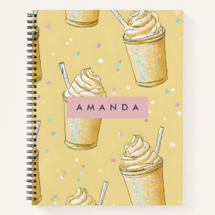Personalised Golden Vanilla Milkshake Sparkle Notebook