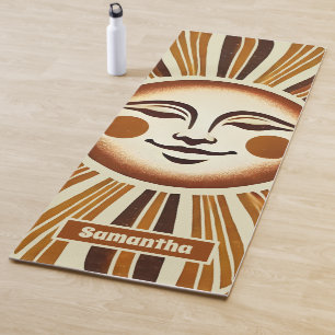 Personalised Golden Vintage Boho Sun Gift Yoga Mat