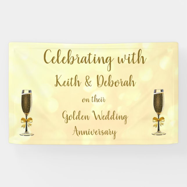 Personalised Golden Wedding Anniversary Banner (Horizontal)
