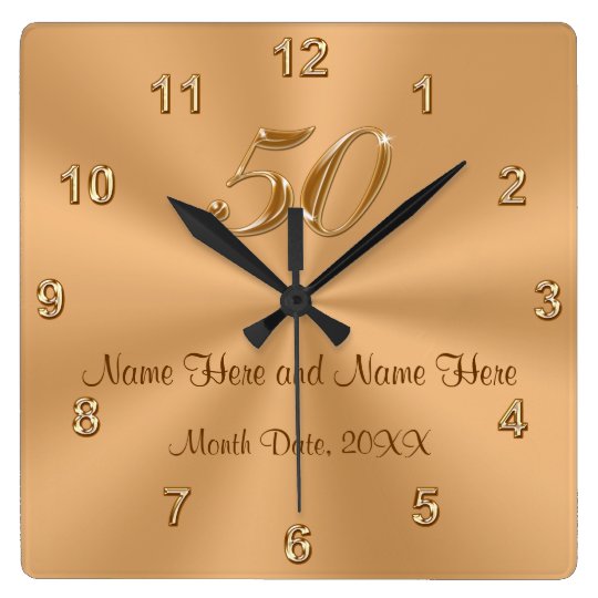 Personalised Golden Wedding Anniversary Gift Clock Zazzle.co.uk