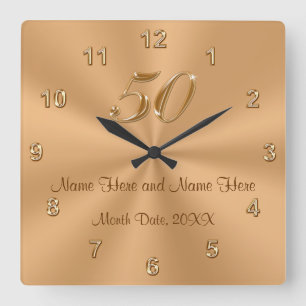 Personalised Golden Wedding Anniversary Gift Clock