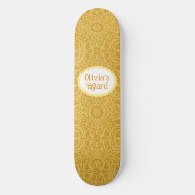 Personalised Golden Yellow   Skateboard (Front)