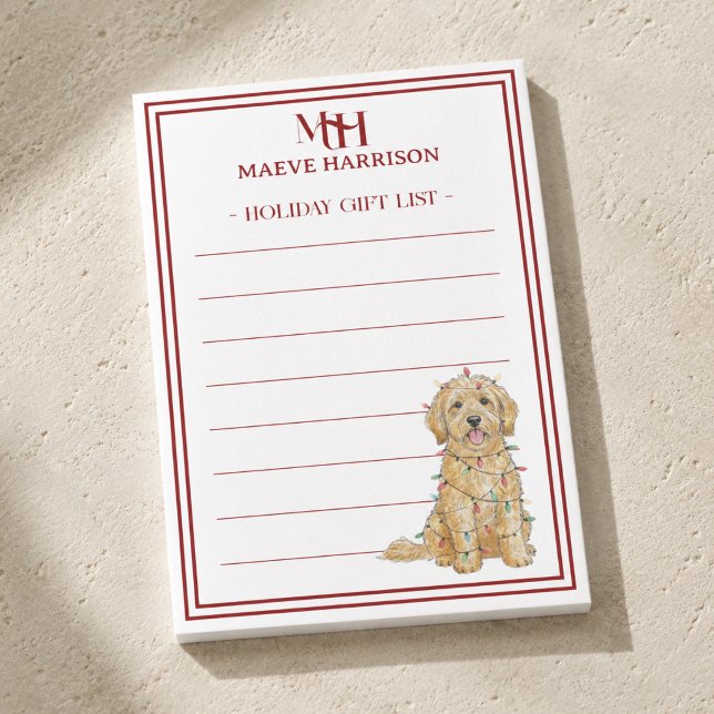 Personalised Goldendoodle Christmas Gift List Post-it Notes (Personalized Goldendoodle Christmas Gift List Post-it Notes)