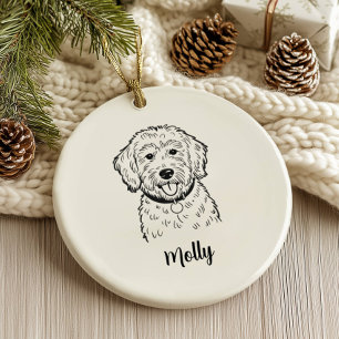 Personalised Goldendoodle Dog Christmas Ceramic Tree Decoration