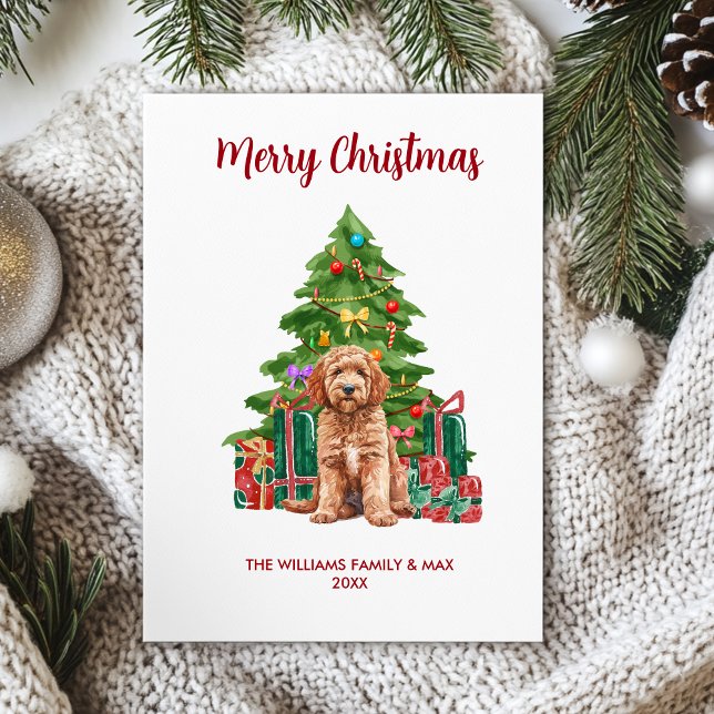 Personalised Goldendoodle Dog Family Christmas Holiday Card (Creator Uploaded)