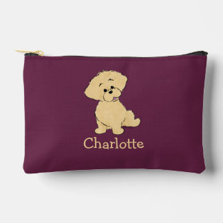 Personalised Goldendoodle Puppy Cute Dog Burgundy  Accessory Pouch