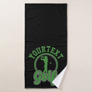 Personalised Golf ADD NAME Retro Pro Golfer Swing Bath Towel Set
