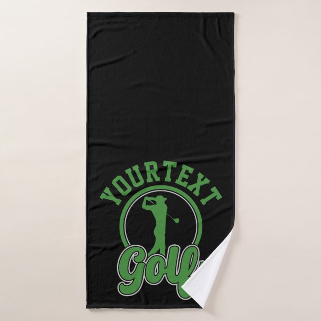 Personalised Golf ADD NAME Retro Pro Golfer Swing Bath Towel Set (Bath Towel)