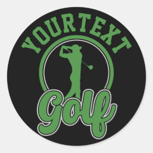Personalised Golf ADD NAME Retro Pro Golfer Swing Classic Round Sticker