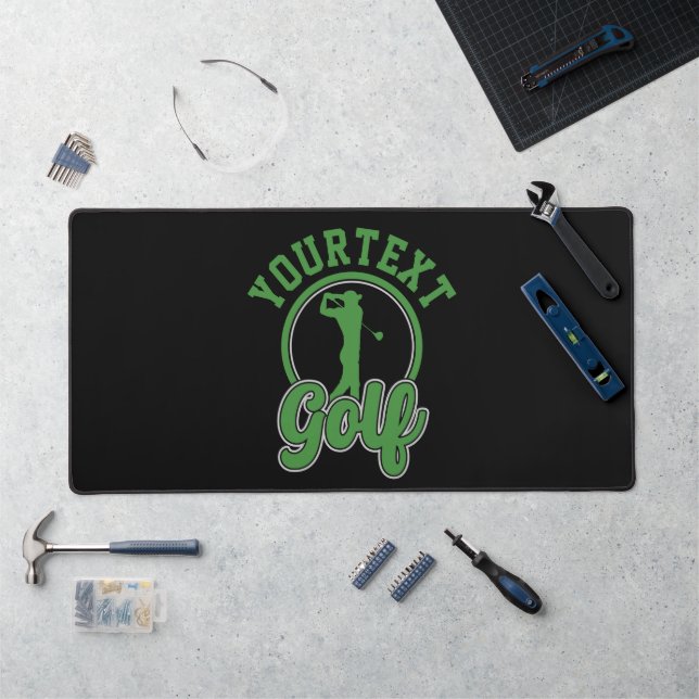 Personalised Golf ADD NAME Retro Pro Golfer Swing Desk Mat (Workstation)