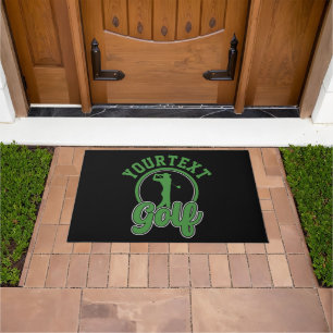 Personalised Golf ADD NAME Retro Pro Golfer Swing Doormat