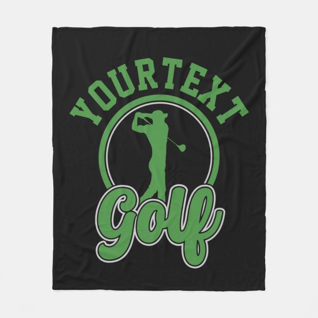 Personalised Golf ADD NAME Retro Pro Golfer Swing Fleece Blanket (Front)