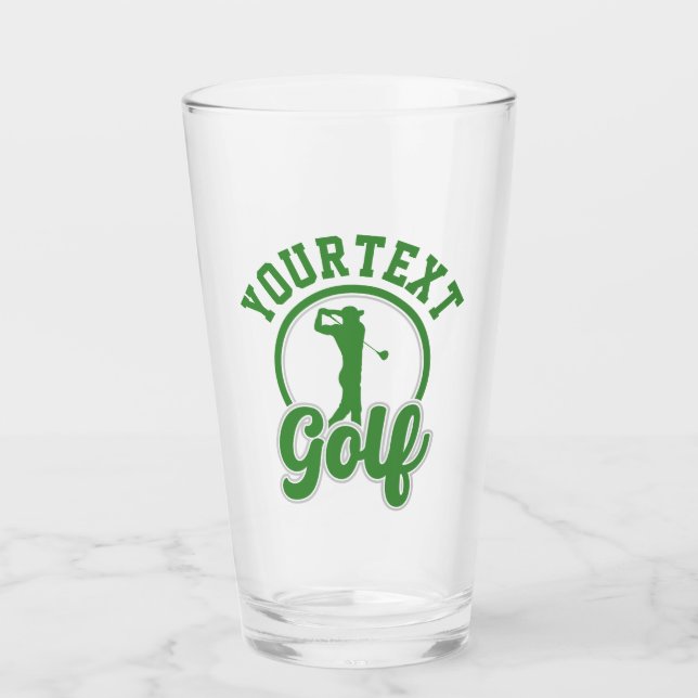 Personalised Golf ADD NAME Retro Pro Golfer Swing Glass (Front)