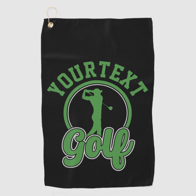 Personalised Golf ADD NAME Retro Pro Golfer Swing Golf Towel (Front)