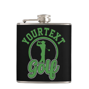 Personalised Golf ADD NAME Retro Pro Golfer Swing Hip Flask