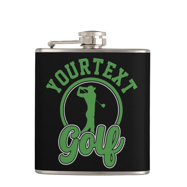 Personalised Golf ADD NAME Retro Pro Golfer Swing Hip Flask (Front)