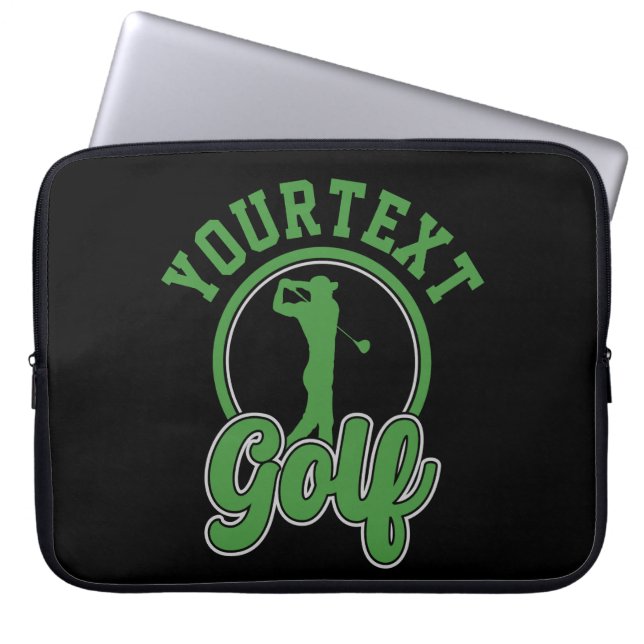 Personalised Golf ADD NAME Retro Pro Golfer Swing Laptop Sleeve (Front)