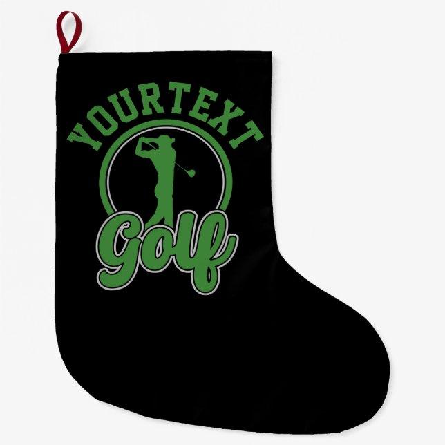 Personalised Golf ADD NAME Retro Pro Golfer Swing Large Christmas Stocking (Front)