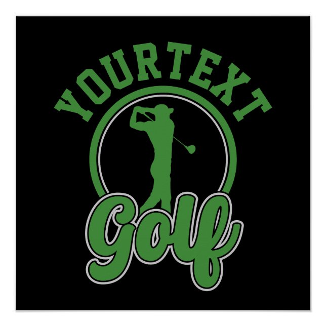Personalised Golf ADD NAME Retro Pro Golfer Swing Poster (Front)
