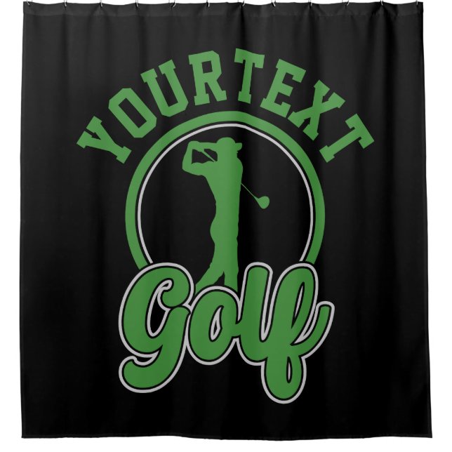Personalised Golf ADD NAME Retro Pro Golfer Swing Shower Curtain (Front)