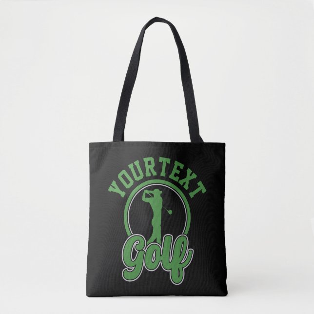 Personalised Golf ADD NAME Retro Pro Golfer Swing Tote Bag (Front)