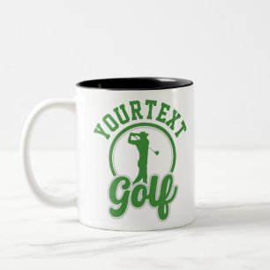 Personalised Golf ADD NAME Retro Pro Golfer Swing Two-Tone Coffee Mug