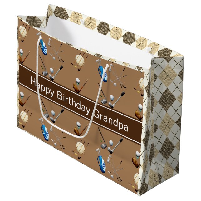 Personalised Golf & Argyle Large Gift Bag (Front Angled)